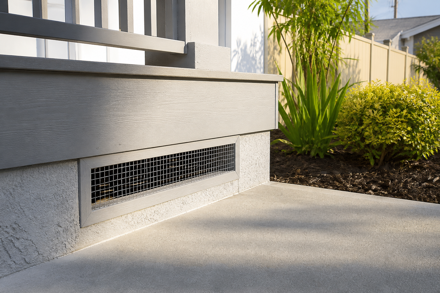 Repaired Commerce deck edge with a wildlife exclusion barrier